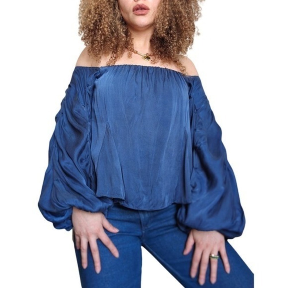 Lovers & Friends Dark Romantic Jeweled Toned Oversized Draping Sleeve Blouse